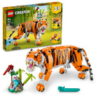LEGO Creator 3-in-1 Majestic Tiger Building Kit - 755 Pieces-3 animal models in 1 set - LEGO fans can enjoy endless adventures with the Majestic Tiger (31129) building set featuring tiger toy, red panda and koi fish models