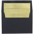 JAM Paper A8 Foil Lined Envelopes, 5.5 x 8.125, Black Linen with Gold Foil Lining, 250 Pack (3243680H)-Black linen with gold foil lined recycled envelope