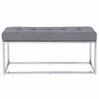 Plata Decor Cisne Chrome Bench with Fabric Top - Grey-Dining chair