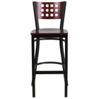 Flash Furniture  Hercules Black Metal Restaurant Barstool, Decorative Cutout Back, Mahogany Wood Back/Seat (XUDG118MAHB)-Metal Dining Bar Stool