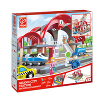 Hape Grand City Station-It has a projector that displays images of big global cities when five special tickets are inserted, plus a recorder for station announcements.