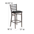 Flash Furniture HERCULES Series Clear Coated Ladder Back Metal Restaurant Barstool - Black Vinyl Seat-Two Curved Support Bars