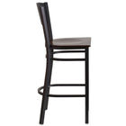 Flash Furniture HERCULES Series Black Circle Back Metal Restaurant Barstool - Walnut Wood Seat - 2 Pack-Walnut Finished Wood Seat