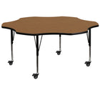 Flash Furniture – Table mobile en fleur, surface en stratifié de 60 po, hauteur ajustable, préscolaire, chêne (XUA60FLROKTPC)-Chêne/fini chromé, placage en stratifié, acier