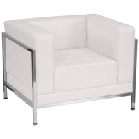 Flash Furniture HERCULES Imagination Series Contemporary Melrose Leather Chair with Encasing Frame - White-Modular Chair