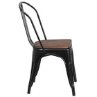 Flash Furniture - Chaise empilable en métal noir avec siège en bois-Quantité de pile: 8