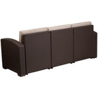 Flash Furniture Chocolate Brown Faux Rattan Sofa with All-Weather Beige Cushions-All-Weather Beige Removable Cushion Covers