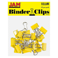 JAM Paper Binder Clips, Small, 19mm, Yellow Binderclips, 5 packs of 25 (334BCYEg)-Size: 0.75"