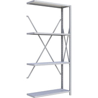 Metalware RK206 Boltless Shelving Unit, 4-Shelves, 36" x 18" x 76", Light Grey-Add-On shelving unit (poles not included)