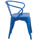 Flash Furniture Chaise pour intérieur / extérieur en métal bleu avec appuis-bras-Dossier courbé avec latte verticale