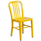 24'' Round Yellow Metal Indoor-Outdoor Table Set with 4 Vertical Slat Back Chairs [CH-51080TH-4-18VRT-WH-GG]-4