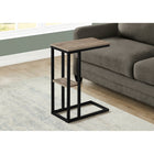 Monarch Specialties 3672 Accent Table - 25"H/Dark Taupe/Black Metal-Features a dark taupe wood-look rectangular tabletop and a metal frame with a small secondary shelf