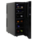 Koolatron 12 Bottle Dual Zone Wine Cooler, 1.2 cu. ft. (33L) Freestanding Wine Fridge - Black-Holds 12 standard Bordeaux bottles, 6 in the upper zone and 6 in the lower