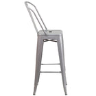 Flash Furniture Commercial Grade 30" High Silver Metal Indoor-Outdoor Barstool with Back-Curved Back with Vertical Slat
