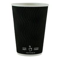 Tannex Double Wall Ripple Paper Coffee Cup, 16oz/473ml, Black, 500 Pack-Serve your hot and cold beverages with confidence