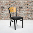 Flash Furniture HERCULES Series Black Circle Back Metal Restaurant Chair - Natural Wood Back, Black Vinyl Seat-2.5'' Thick Foam Padded Seat