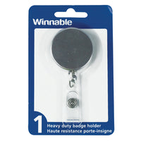 Winnable Retractable Reel Clip Name Badge Holder-Chrome plated stainless steel metal case