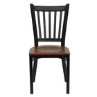 Flash Furniture HERCULES Series Black Vertical Back Metal Restaurant Chair - Cherry Wood Seat-Metal Chair
