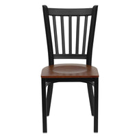 Flash Furniture HERCULES Series Black Vertical Back Metal Restaurant Chair - Cherry Wood Seat-Metal Chair