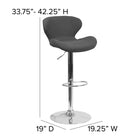 Tabouret de bar contemporain à hauteur réglable en tissu charbon avec dossier courbé et base en chrome-Appui-pieds