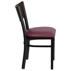 Flash Furniture HERCULES Series Black Slat Back Metal Restaurant Chair - Walnut Wood Back & Burgundy Vinyl Seat - 2 Pack-Burgundy Vinyl Upholstered Seat