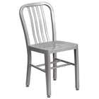 Table ronde de 24 po en métal argenté avec 4 chaises à dossier à lattes verticales, int/ext [CH-51080TH-4-18VRT-SIL-GG]-4