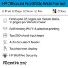 HP OfficeJet Pro 9730e Wide Format Wireless All-in-One Colour Inkjet Printer with Bonus 3 months Instant Ink with HP+-Print speeds up to 18 ppm colour, 22 ppm black