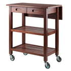 Winsome Jonathan Drop Leaf Kitchen Cart in Walnut (94734)-Kitchen cart