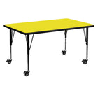 Flash Furniture Mobile 30"W x 60"L HP Laminate Activity Table - Yellow-Popular Rectangular Activity Table