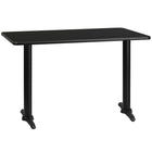 Flash Furniture 30" x 48" Rectangular Black Laminate Table Top with 5" x 22" Table Height Bases-Black Laminate Top