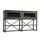 Sauder Steel River Hutch - Carbon Oak (427852)-Desk Hutch
