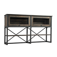 Sauder Steel River Hutch - Carbon Oak (427852)-Desk Hutch