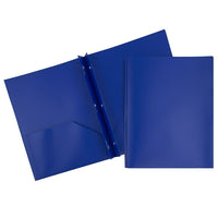 JAM Paper Plastic POP Two Pocket Clasp School Folders with Prong Clip Fasteners, Deep Blue, 12 Pack (313525335ug)-1.2 lbs