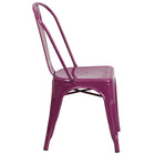 Flash Furniture Purple Metal Indoor-Outdoor Stackable Chair-Stacks up to 8 Chairs High