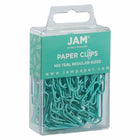 JAM Paper Colored Standard 1" Paper Clips - Teal - 2 Packs of 100-Quantity: 2/pack ( 100 per box )