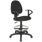 Staples Extended Height Stool with Arms, Black-Pneumatic seat-height adjustment and adjustable footrest let you set the stool to suit the needs of your body 
