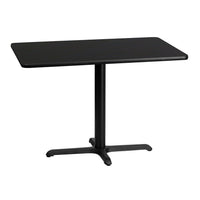 Flash Furniture 30'' x 42'' Rectangular Laminate Table Top, Black with 22'' x 30'' Table-Height Base (XUBK3042T2230)-Hospitality Table