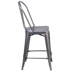 Flash Furniture 24'' High Clear Coated Indoor Counter Height Stool with Back - 4 Pack-Curved Back with Vertical Slat