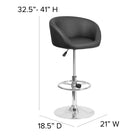 Tabouret de bar contemporain à hauteur ajustable en vinyle noir avec base chromée (CH-TC3-1066L-BK-GG)-Le siège s'ajuste du comptoir à la hauteur de la barre