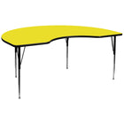 Flash Furniture 48''W x 96''L Kidney Shaped Activity Table with 1.25'' High Pressure Top and Standard Adjustable Legs, Yellow-Yellow Laminate