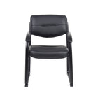 Nicer Furniture -  chaise d’invité avec accoudoirs et base en traîneau en cuir noir-Dimension Hauteur du bras : 25,5 H Taille du siège : 20 L X 20 P Hauteur du siège : 18,5 H Taille totale : 23 L x 24,5 P x 34,5 H