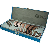Gray Tools 10 Piece SAE, Extra Long Arm S2 Hex Key Set, 1/8"-5/8"-Contains Sizes: 1/8", 5/32", 3/16", 7/32", 1/4", 5/16", 3/8", 1/2", 9/16", 5/8".