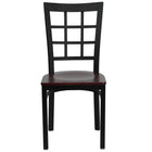 Flash Furniture HERCULES Series Black Window Back Metal Restaurant Chair - Mahogany Wood Seat - 2 Pack-Set of 2 Metal Dining Chairs