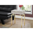 Monarch Specialties 3463 Accent Table - 24"H/Beige Marble/Gold Metal-One large storage drawer with a simple gold metal drawer pull