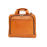 Ashlin Alaster Laptop Briefcase With Front Organizer, Tan (P7300-18-08)-Front organizer has 1 horizontal pocket, 2 large pockets, 3 pen loops and ID section.