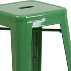 Flash Furniture Commercial Grade 24" High Backless Green Metal Indoor-Outdoor Counter Height Stool with Square Seat-Stack Quantity: 4-8