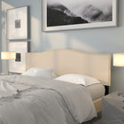 Flash Furniture Lexington Upholstered King Size Headboard with Accent Nail Trim - Beige Fabric-Panel Headboard with Arched Top