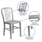 Flash Furniture Commercial Grade Silver Metal Indoor-Outdoor Chairs-Silver Powder Coated Frame Finish