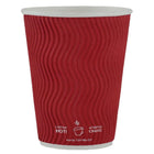 Tannex Double Wall Ripple Paper Coffee Cup, 12oz/360ml, Red, 500 Pack-Serve your hot and cold beverages with confidence
