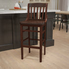 Flash Furniture HERCULES Series School House Back Walnut Wood Restaurant Barstool-Walnut Wood Frame Finish